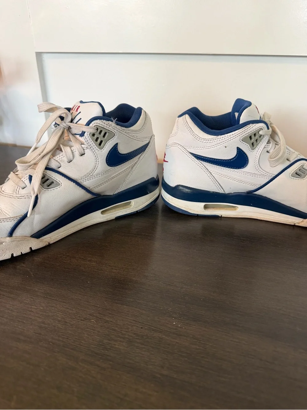 Nike Air Flight 89 White and Navy Air Retro Basketball Sneakers